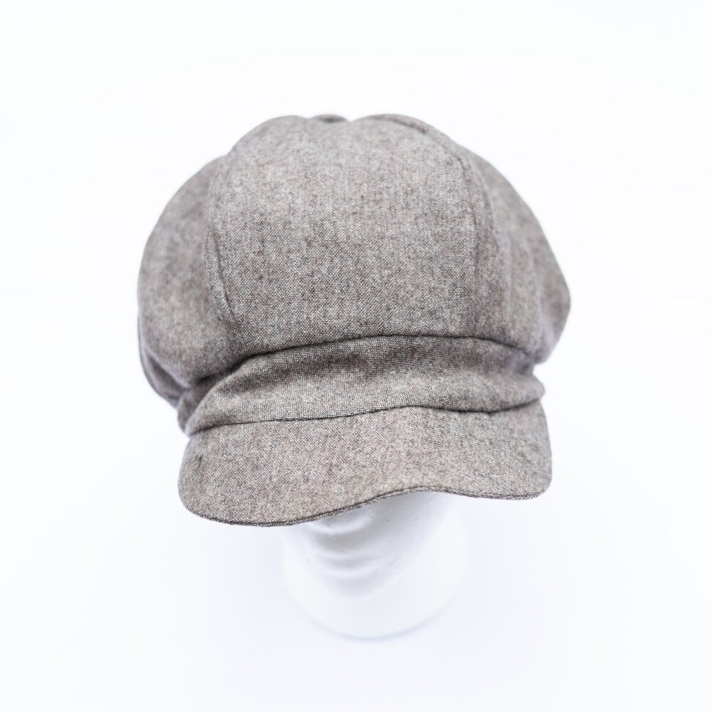 Handmade Upcycled Wool Blend Light Brown Newsboy Paperboy Cabbie Hat